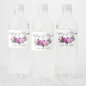 Ultra Violet Paarse Floral Waterverf Wedding Waterfles Etiket (Flessen)