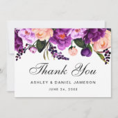 Ultra Violet Paarse Floral Weddenschap Hartelijk d Bedankkaart (Voorkant)