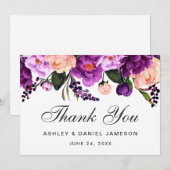 Ultra Violet Paarse Floral Weddenschap Hartelijk d Bedankkaart (Voorkant / Achterkant)