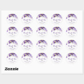 Ultra Violet Paarse Floral Weddenschap Hartelijk d Ronde Sticker (Vel)