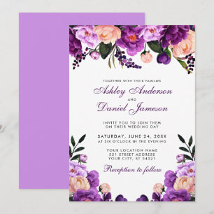 Ultra Violet Paarse Floral Weddenschap V Kaart