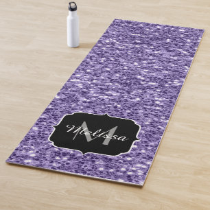 Ultra violet paarse glitters glinsterend Monogram Yogamat