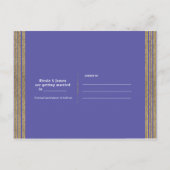 Ultra Violet Paarse & Gouden Bloemen Opslaan van d Aankondigingskaart (Achterkant)