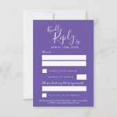 Ultra violet paarse Iris bloem kunst bruiloft RSVP Kaartje (Achterkant)