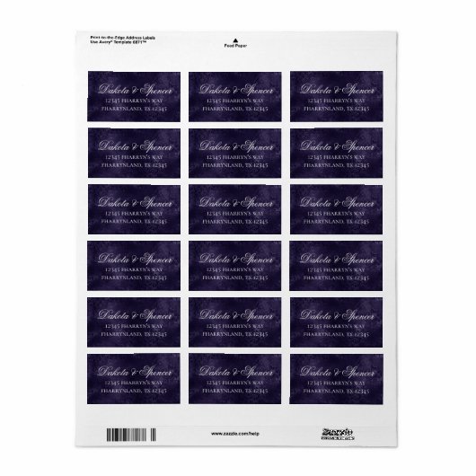 Ultra Violet Paarse Moderne Minimale Waterverf Etiket (Full Sheet)