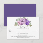 Ultra Violet Paarse Roze Waterverf Bloemen RSVP (Voorkant / Achterkant)