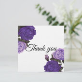 Ultra Violet Paarse rozen Bruiloft Dank u kaart (Staand voorkant)