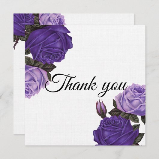 Ultra Violet Paarse rozen Bruiloft Dank u kaart (Voorkant / Achterkant)