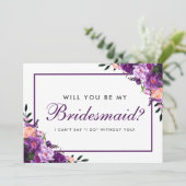 Ultra Violet Paarse Waterverf Floral Bridesmaid F Kaart (Staand voorkant)