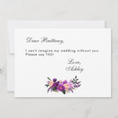 Ultra Violet Paarse Waterverf Floral Bridesmaid F Kaart (Achterkant)