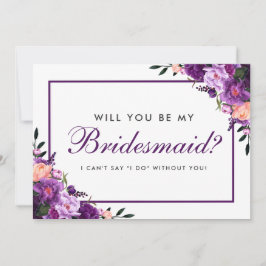 Ultra Violet Paarse Waterverf Floral Bridesmaid F Kaart