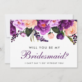 Ultra Violet Paarse Waterverf Floral Bridesmaid P Kaart