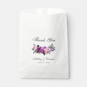 Ultra Violet Paarse Waterverf Floral Wedding Bedankzakje