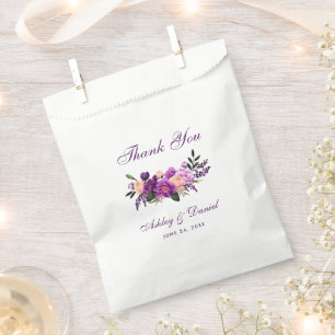Ultra Violet Paarse Waterverf Floral Wedding P Bedankzakje