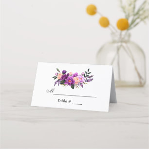 Ultra Violet Paarse Waterverf Floral Wedding Plaatskaartje