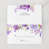 Ultra Violet Paarse Waterverf Floral Wedding Plaatskaartje (Buitenkant ongevouwen)