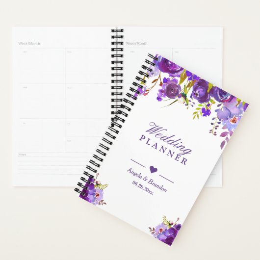 Ultra Violet Paarse Waterverf Floral Wedding Planner (Display)