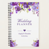 Ultra Violet Paarse Waterverf Floral Wedding Planner (Voorkant)
