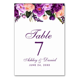 Ultra Violet Paarse Waterverf Floral Wedding PS Kaart