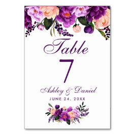 Ultra Violet Paarse Waterverf Floral Wedding PS Kaart