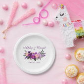 Ultra Violet Paarse Waterverf Floral Wedding PS Papieren Bordje (Feest)
