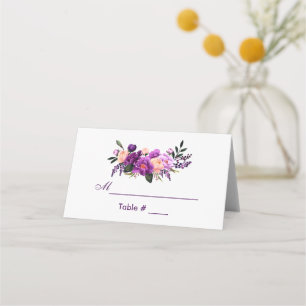 Ultra Violet Paarse Waterverf Floral Wedding PS Plaatskaartje