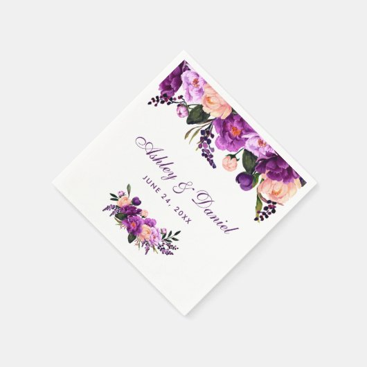Ultra Violet Paarse Waterverf Floral Wedding PS Servetten (Hoek)