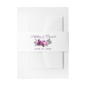 Ultra Violet Paarse Waterverf Floral Wedding PS Uitnodigingen Wikkel (Voorkant Voorbeeld)
