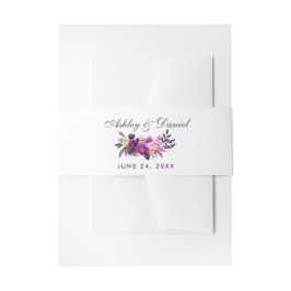 Ultra Violet Paarse Waterverf Floral Wedding PS Uitnodigingen Wikkel