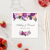 Ultra Violet Paarse Waterverf Floral Wedding Servetten (Insitu)