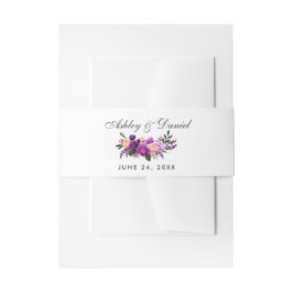 Ultra Violet Paarse Waterverf Floral Wedding Uitnodigingen Wikkel