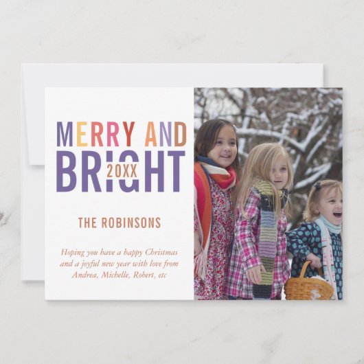 Ultra Violet Palet Kerst Groet Foto Feestdagenkaart (Voorkant)