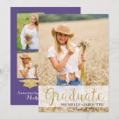 Ultra Violet Photo Afstuderen Announcement Kaart (Voorkant / Achterkant)