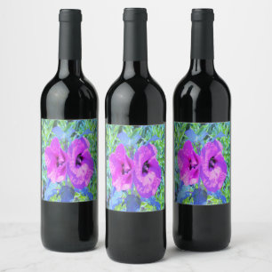 Ultra Violet Plum Crazy Paars Hibiscus Flowers Wijn Etiket