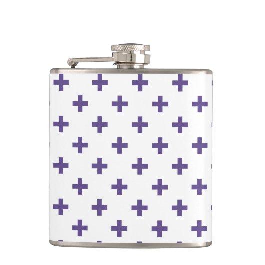 Ultra violet polka kruist wit heupfles (Voorkant)