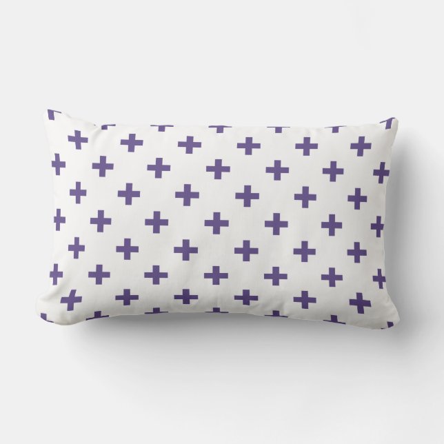 Ultra violet polka kruist wit kussen (Voorkant)