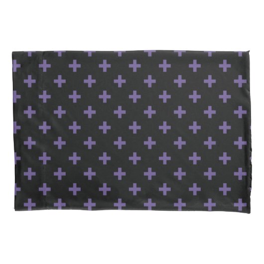 Ultra violet polka kruist zwart kussensloop (Voorkant)