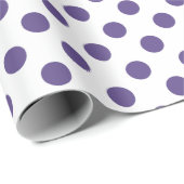 Ultra-violet polka-punten op wit cadeaupapier (Rol Hoek)