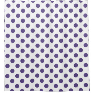 Ultra-violet polka-punten op wit douchegordijn