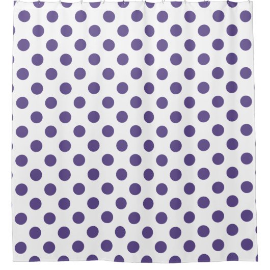 Ultra-violet polka-punten op wit douchegordijn (Voorkant)