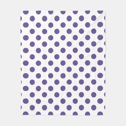 Ultra-violet polka-punten op wit fleece deken (Voorkant)
