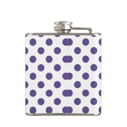 Ultra-violet polka-punten op wit heupfles (Achterkant)