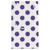 Ultra-violet polka-punten op wit klein cadeauzakje (Achterkant)
