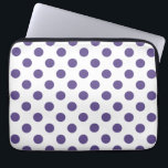 Ultra-violet polka-punten op wit laptop sleeve<br><div class="desc">De kleur van Pantone van het jaar 2018 is ultraviolet.</div>