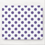 Ultra-violet polka-punten op wit muismat<br><div class="desc">De kleur van Pantone van het jaar 2018 is ultraviolet.</div>