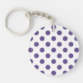Ultra-violet polka-punten op wit sleutelhanger (Voorkant)