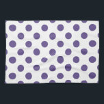 Ultra-violet polka-punten op wit theedoek<br><div class="desc">De kleur van Pantone van het jaar 2018 is ultraviolet.</div>