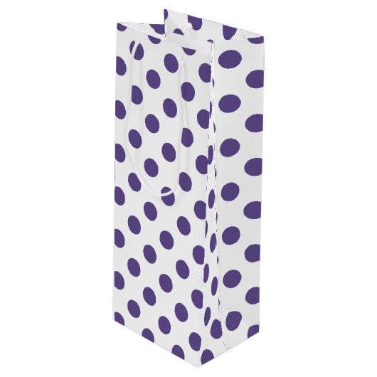 Ultra-violet polka-punten op wit wijn cadeautas (Voorkant Gekanteld)