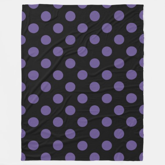 Ultra violet polka-punts op zwart fleece deken (Voorkant)