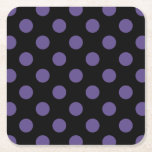 Ultra violet polka-punts op zwart kartonnen onderzetters<br><div class="desc">De kleur van Pantone van het jaar 2018 is ultraviolet.</div>